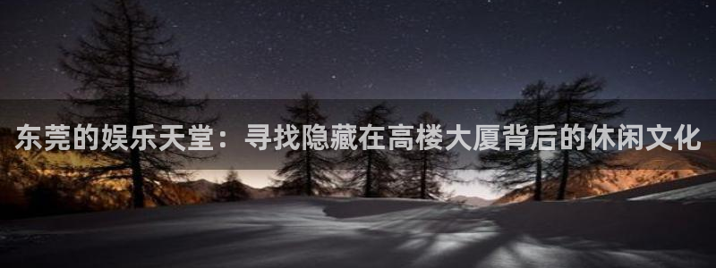 泰达娱乐网站：东莞的娱乐天堂：寻找隐藏在高楼大厦背后的休闲文化